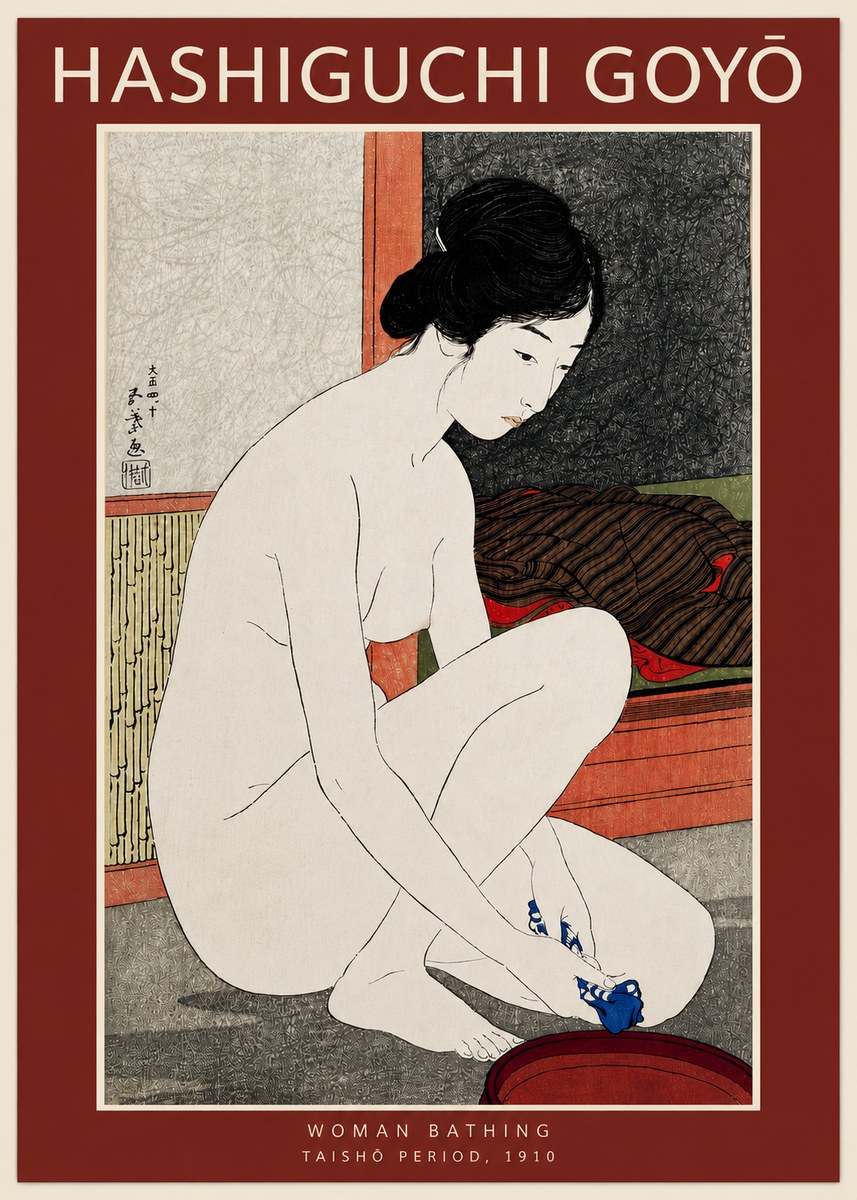 Hashiguchi Goyō Woman Bathing No3 - Juliste