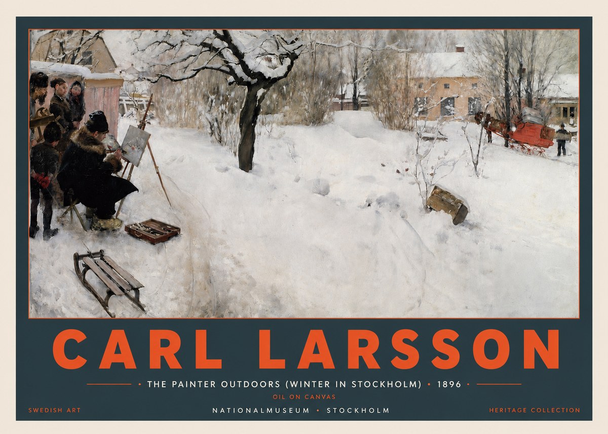 Carl Larsson The Painter Outdoors (Winter in Stockholm) No2 - Juliste