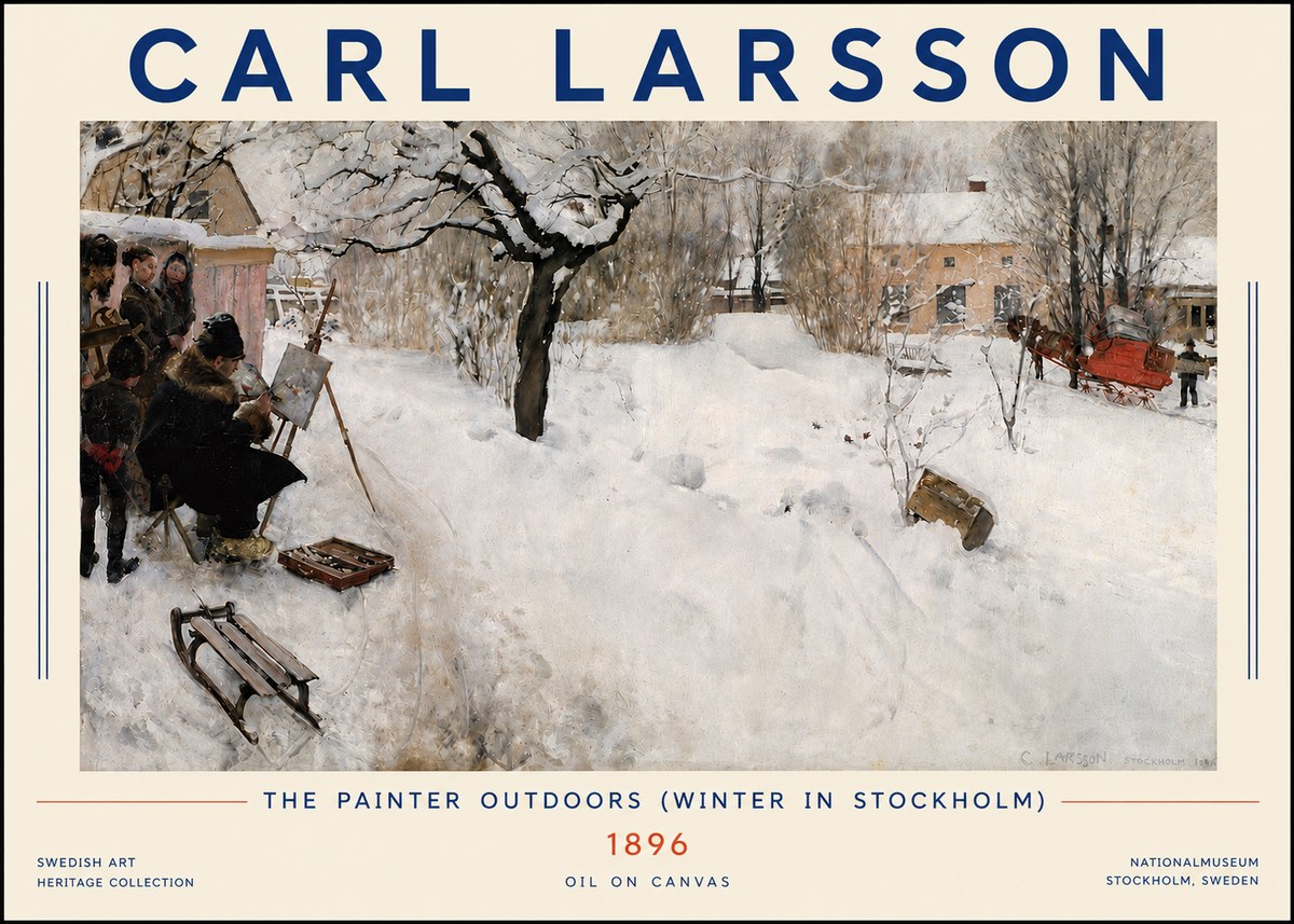 Carl Larsson The Painter Outdoors (Winter in Stockholm) No4 - Juliste