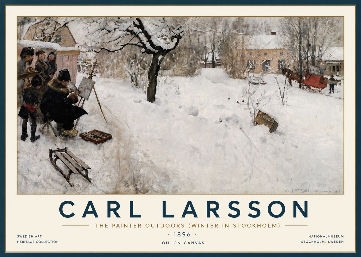 Carl Larsson The Painter Outdoors (Winter in Stockholm) No6 - Juliste