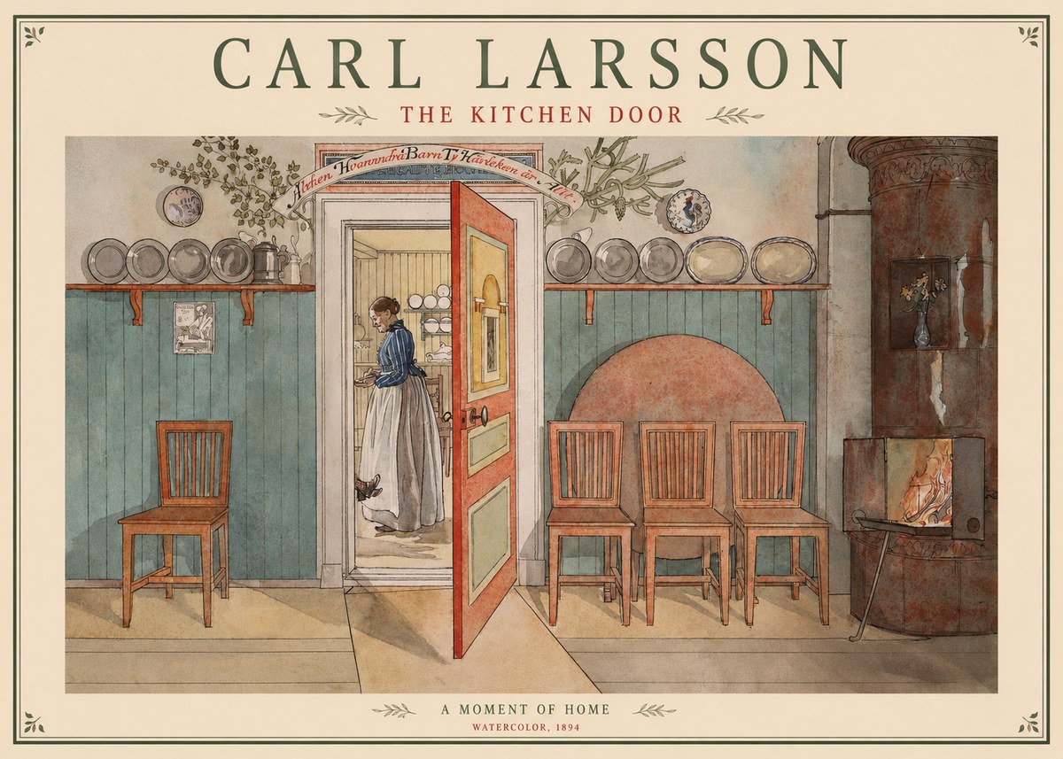 Carl Larsson The Kitchen Door No1 - Juliste
