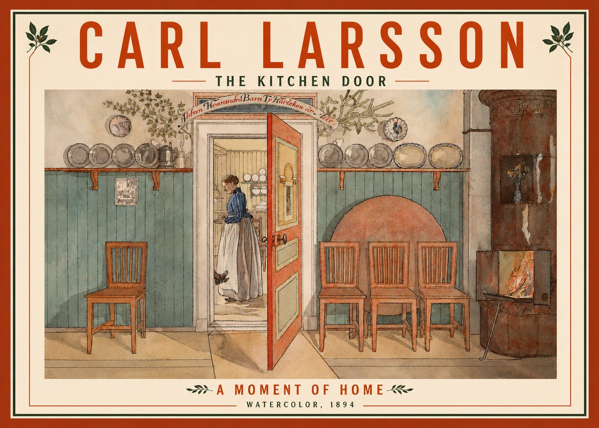Carl Larsson The Kitchen Door No4 - Juliste