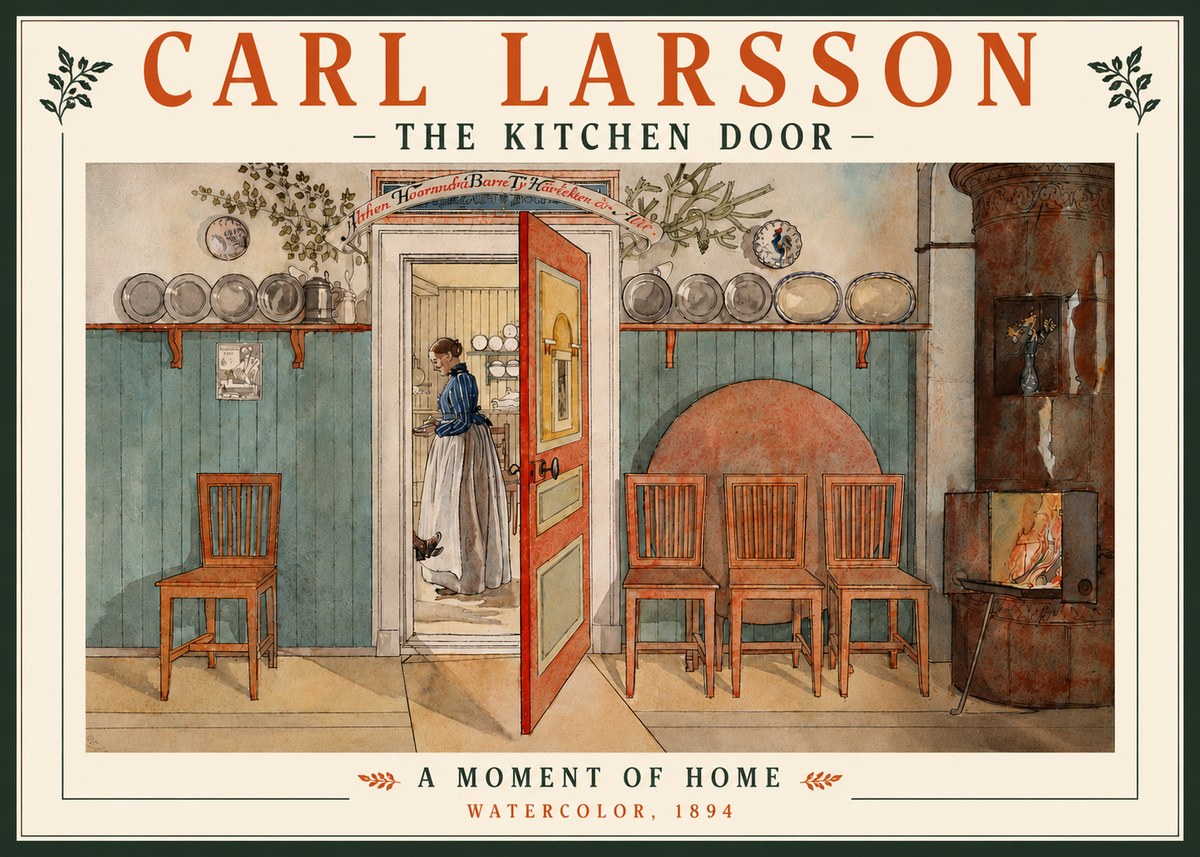 Carl Larsson The Kitchen Door No5 - Juliste