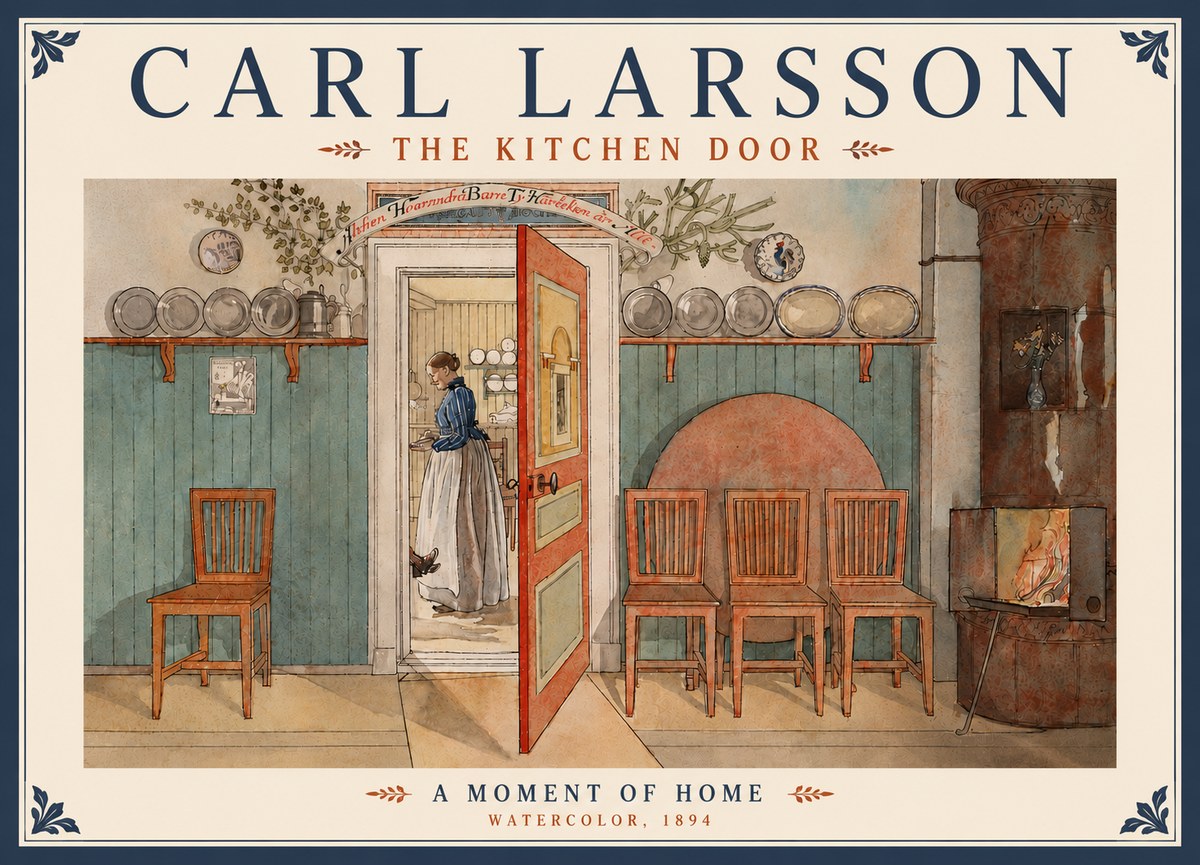 Carl Larsson The Kitchen Door No6 - Juliste