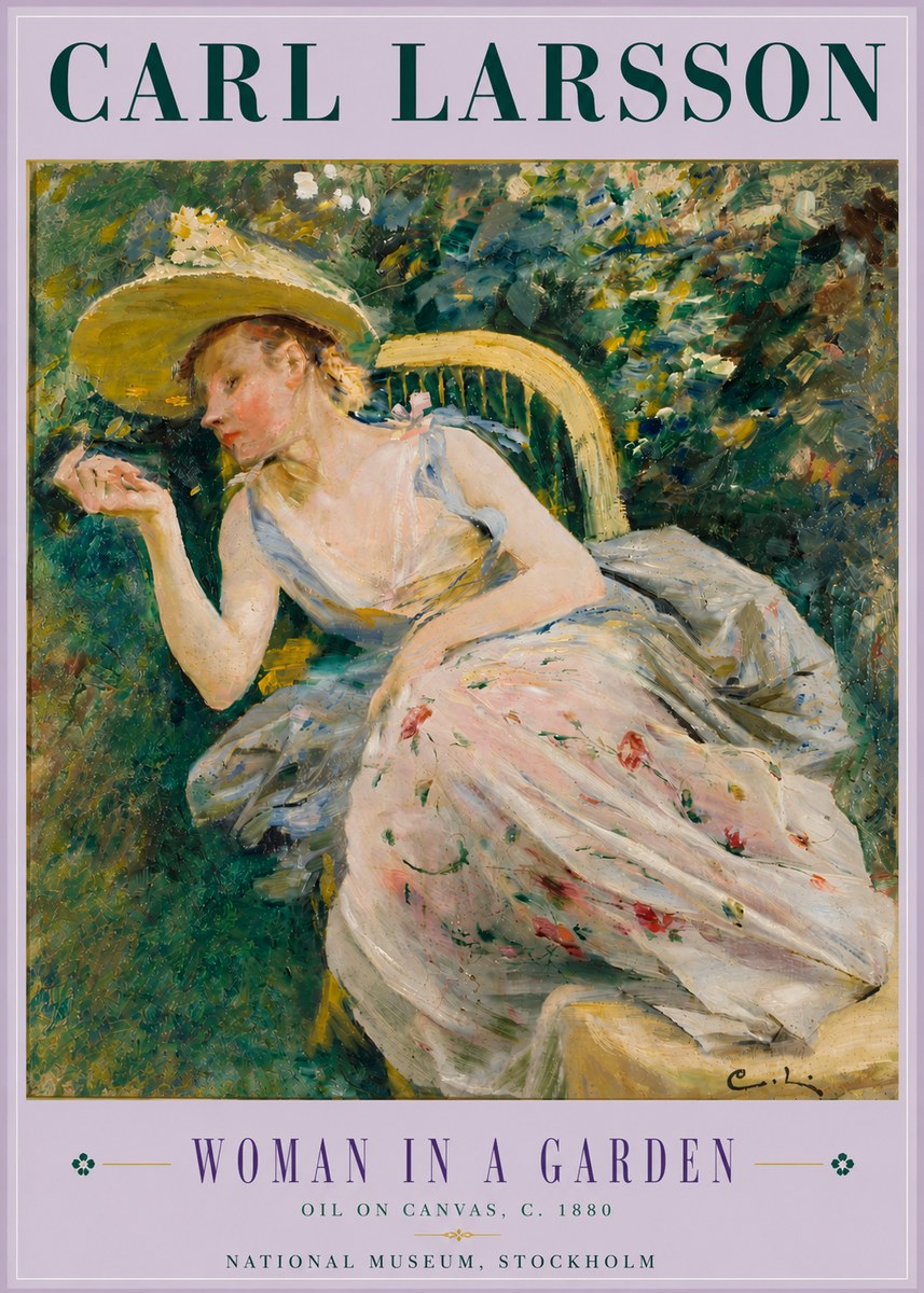 Carl Larsson Woman in a Garden No6 - Juliste