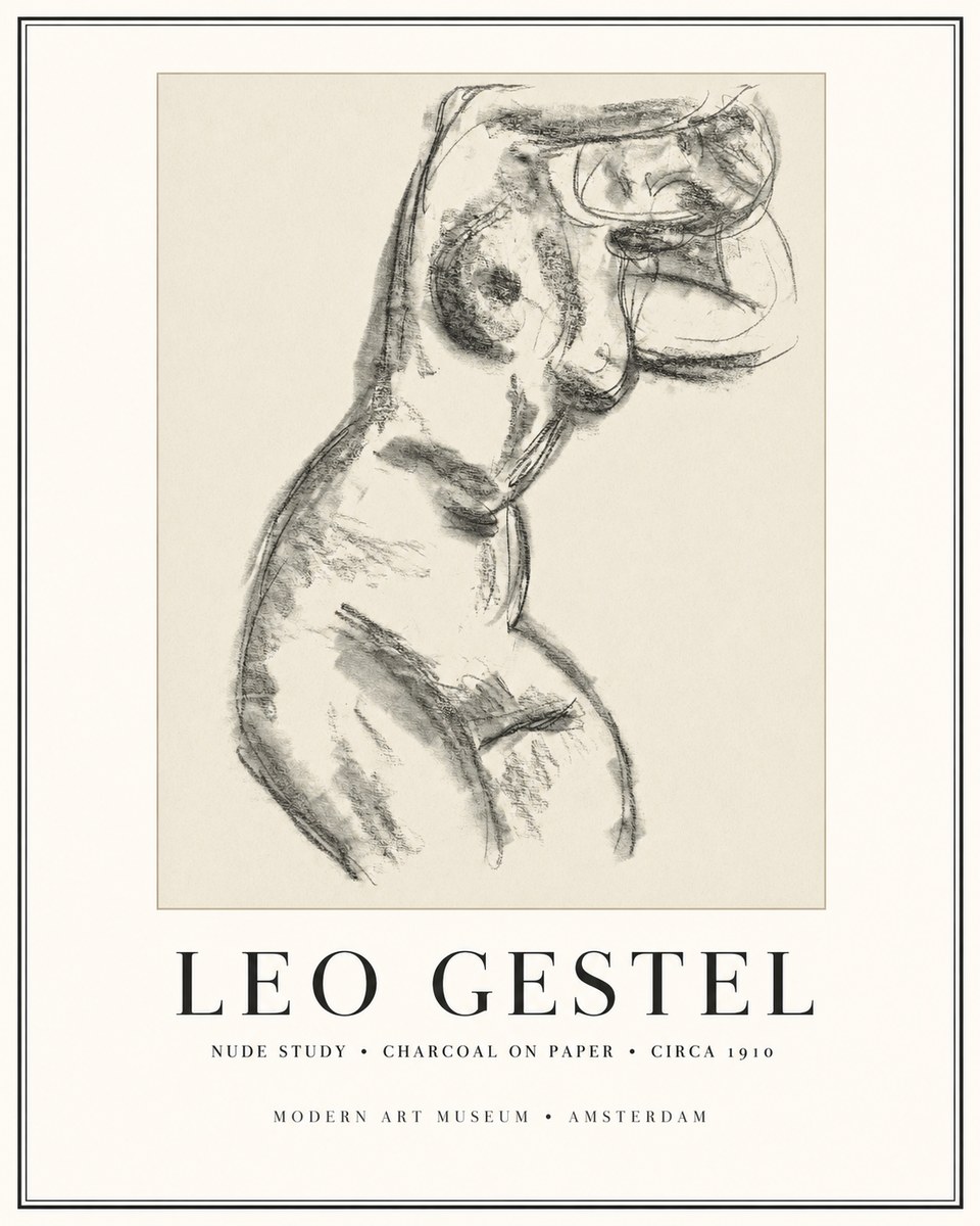 Leo Gestel Study of a Female Nude No2 - Juliste