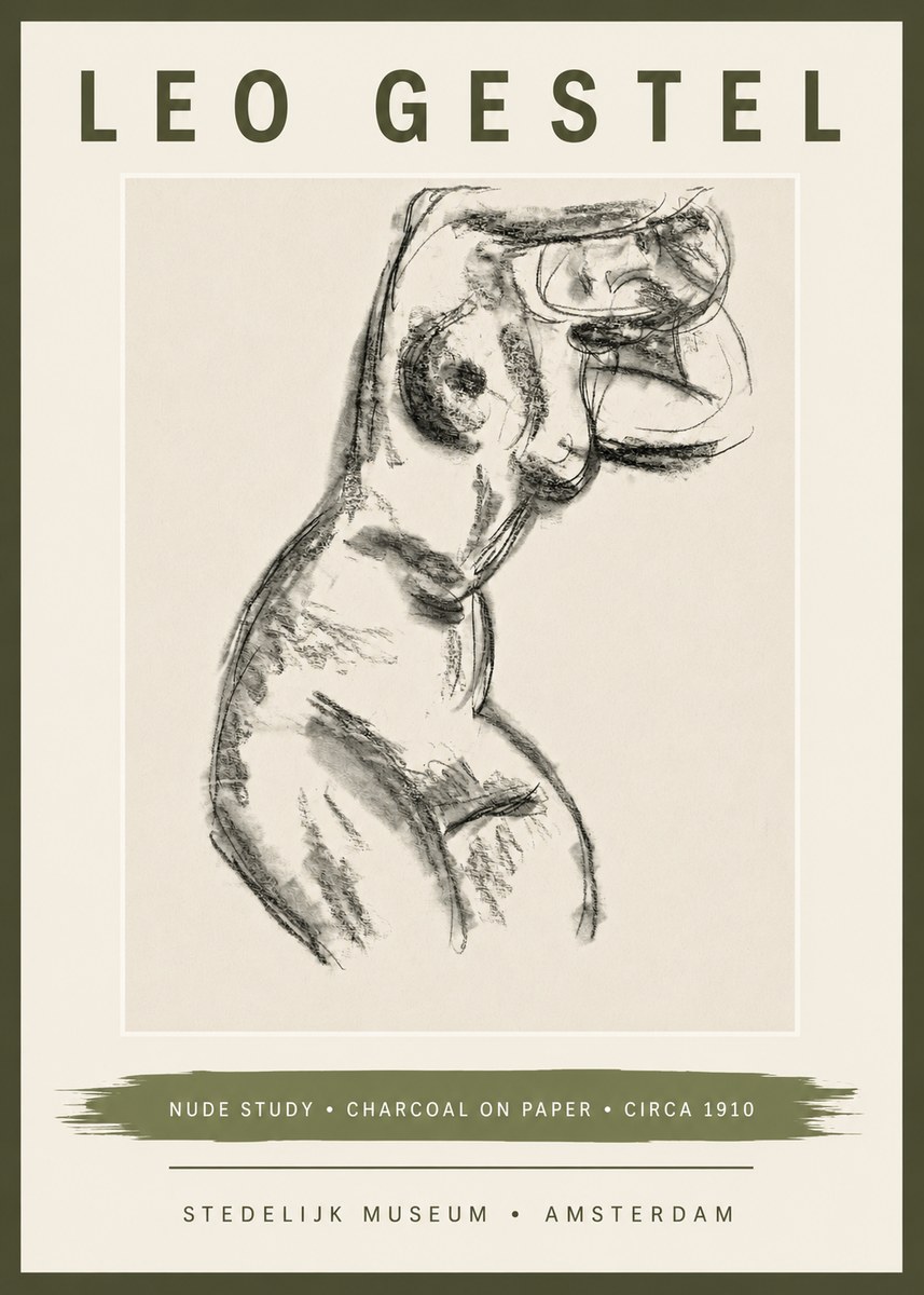 Leo Gestel Study of a Female Nude No6 - Juliste