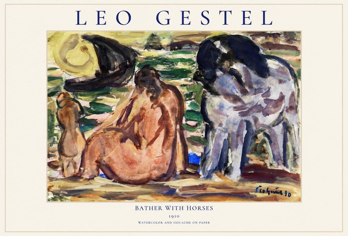 Leo Gestel Bather with Horses No1 - Juliste
