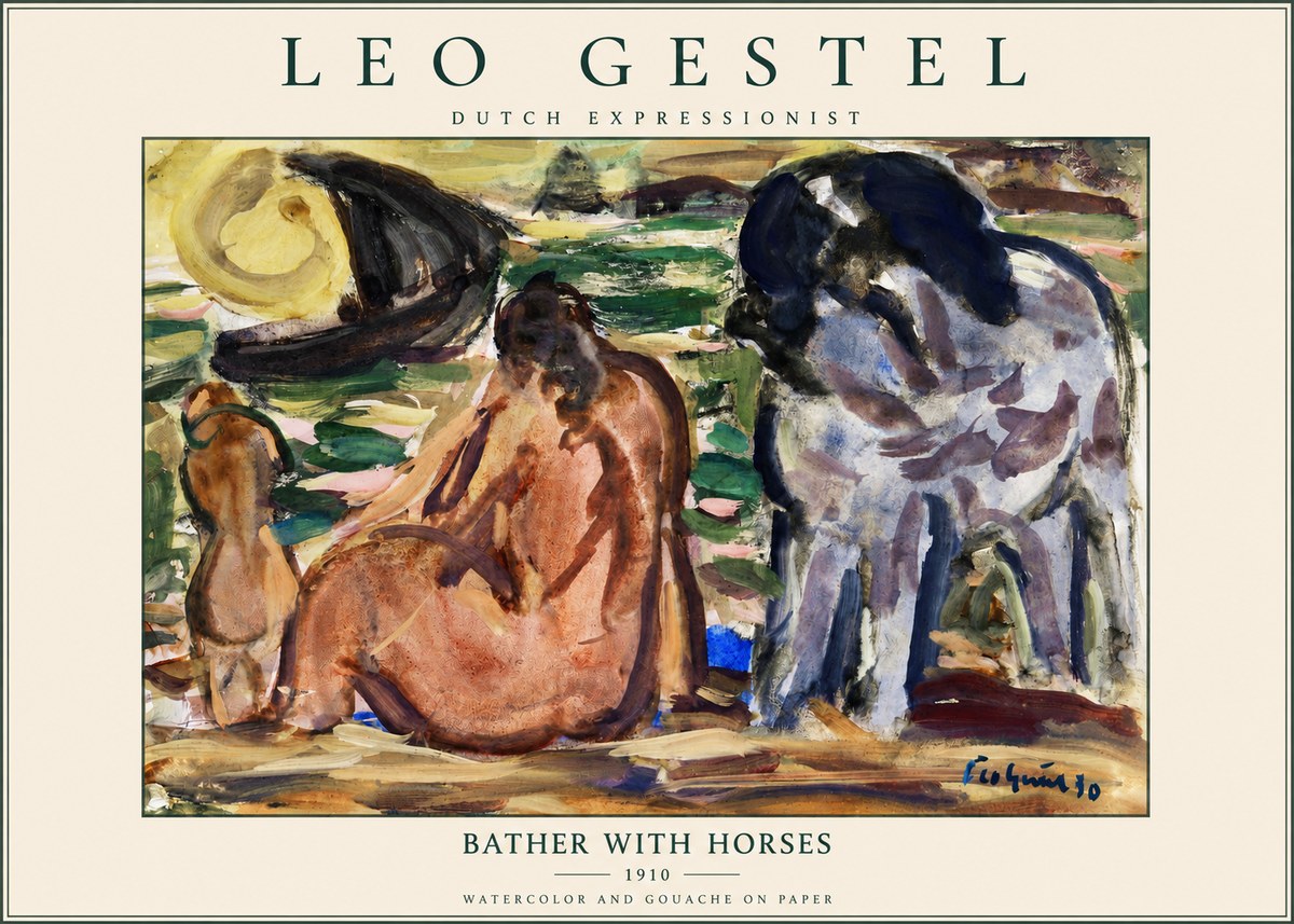 Leo Gestel Bather with Horses No3 - Juliste