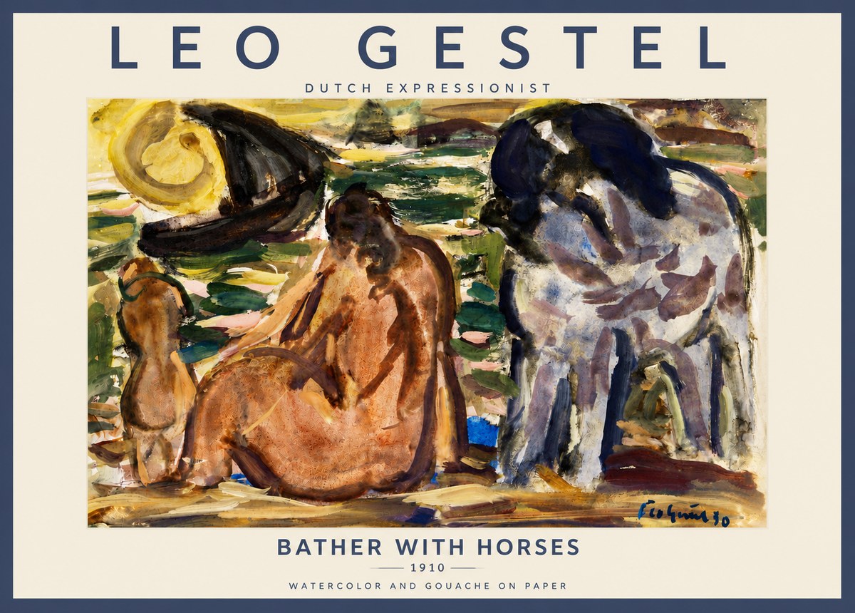 Leo Gestel Bather with Horses No4 - Juliste