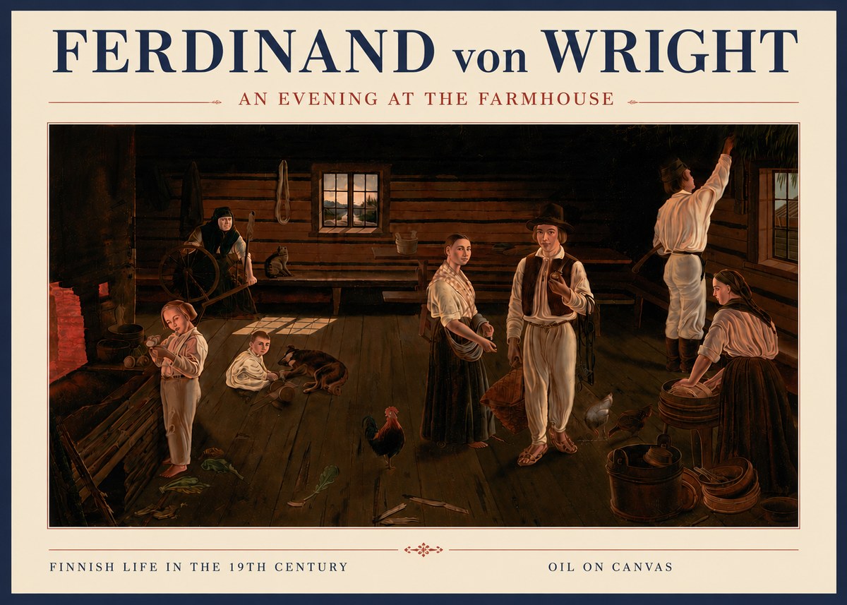 Ferdinand von Wright An Evening at the Farmhouse No6 - Juliste