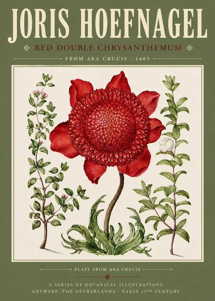 Joris Hoefnagel Red Double Chrysanthemum No4 - Juliste