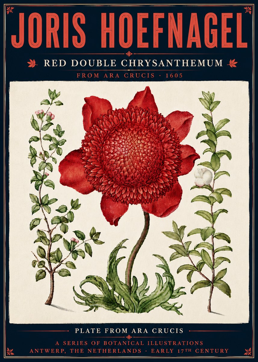 Joris Hoefnagel Red Double Chrysanthemum No6 - Juliste