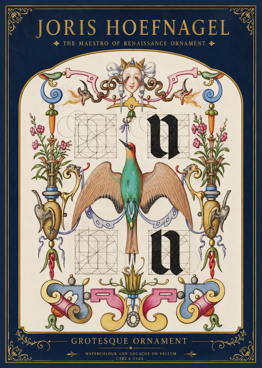 Joris Hoefnagel Grotesque Ornament No2 - Juliste