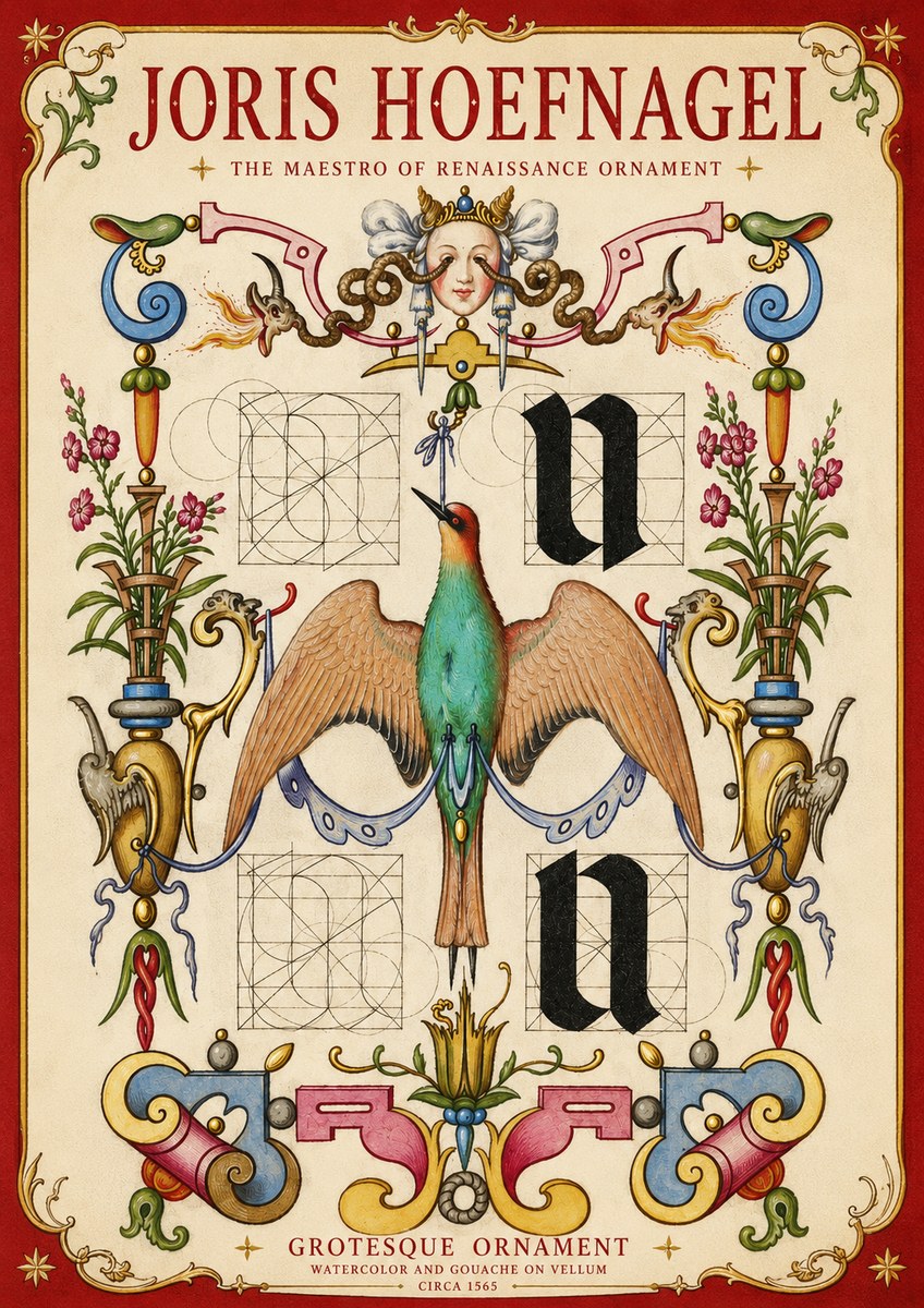 Joris Hoefnagel Grotesque Ornament No4 - Juliste