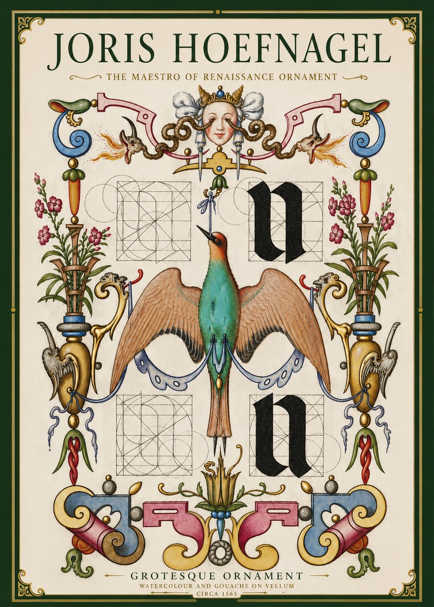Joris Hoefnagel Grotesque Ornament No5 - Juliste