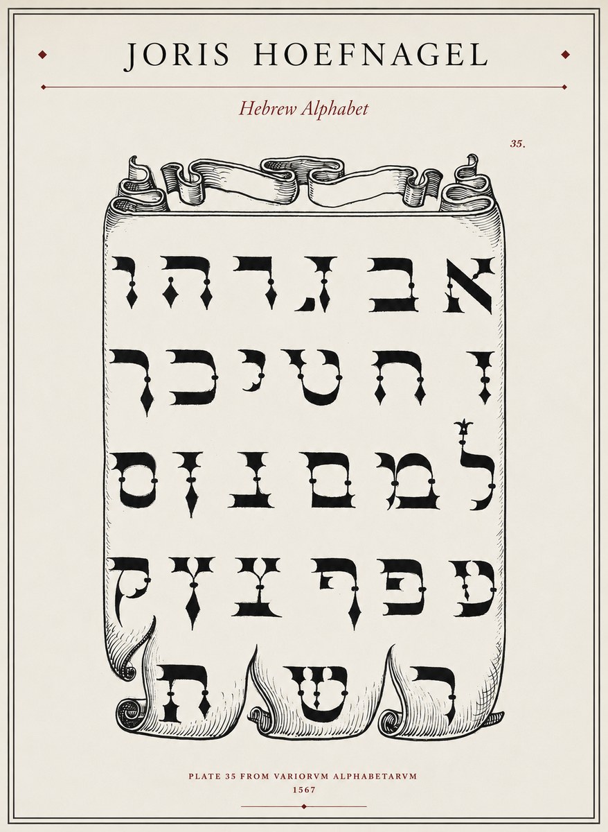 Joris Hoefnagel Hebrew Alphabet No1 - Juliste