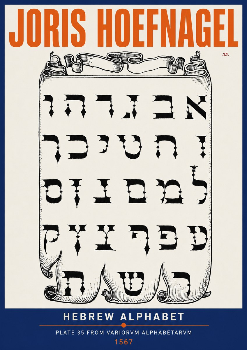 Joris Hoefnagel Hebrew Alphabet No2 - Juliste