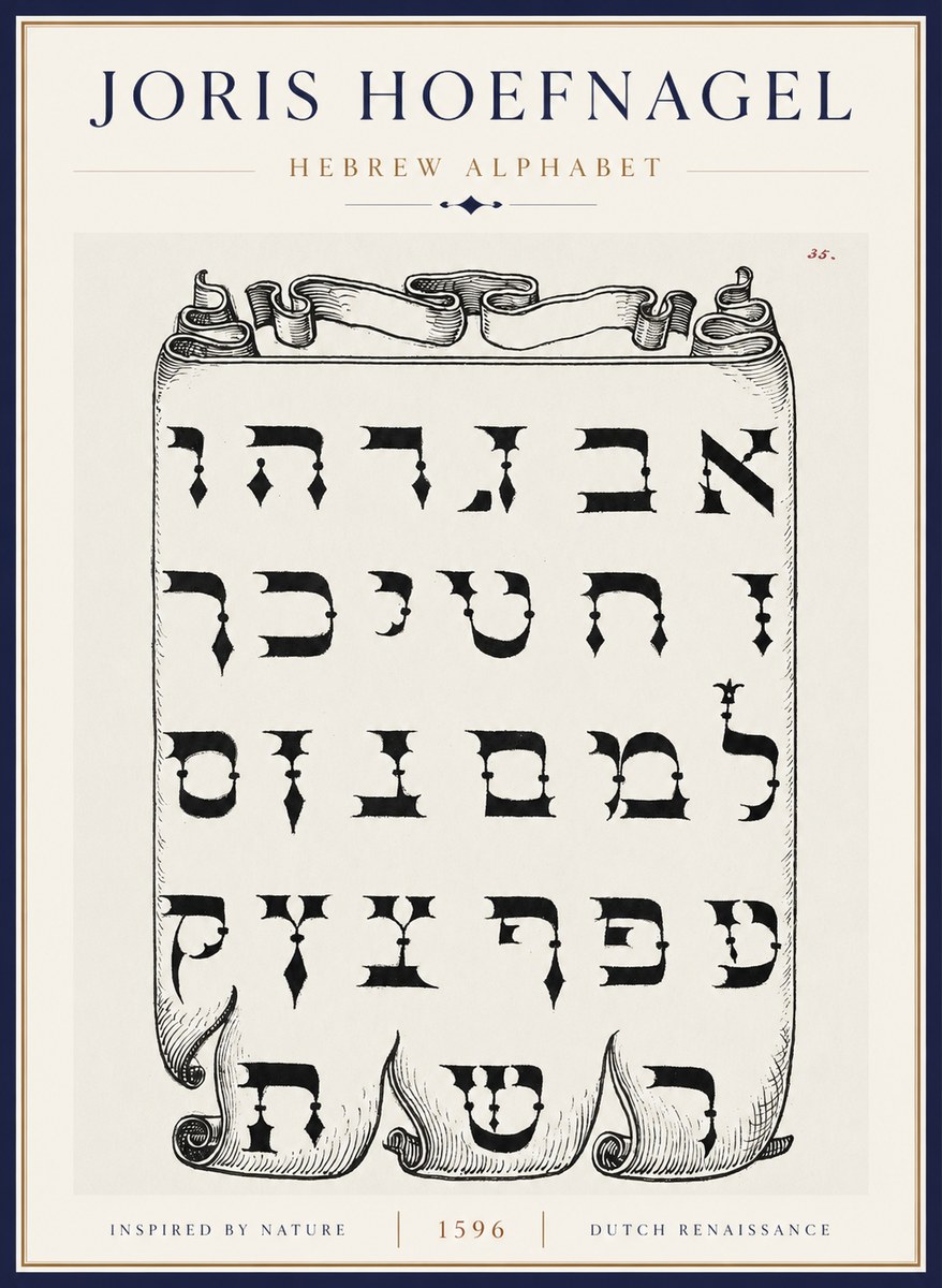 Joris Hoefnagel Hebrew Alphabet No5 - Juliste