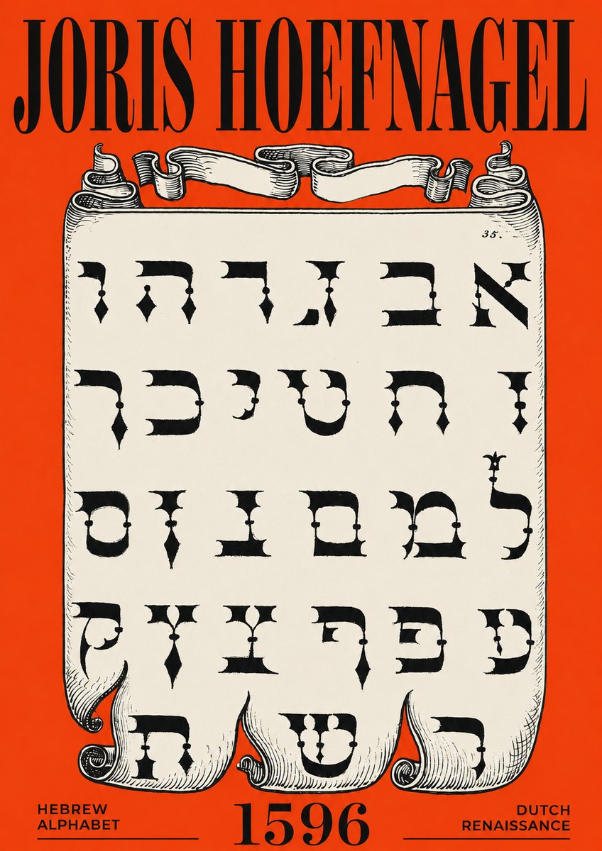Joris Hoefnagel Hebrew Alphabet No6 - Juliste