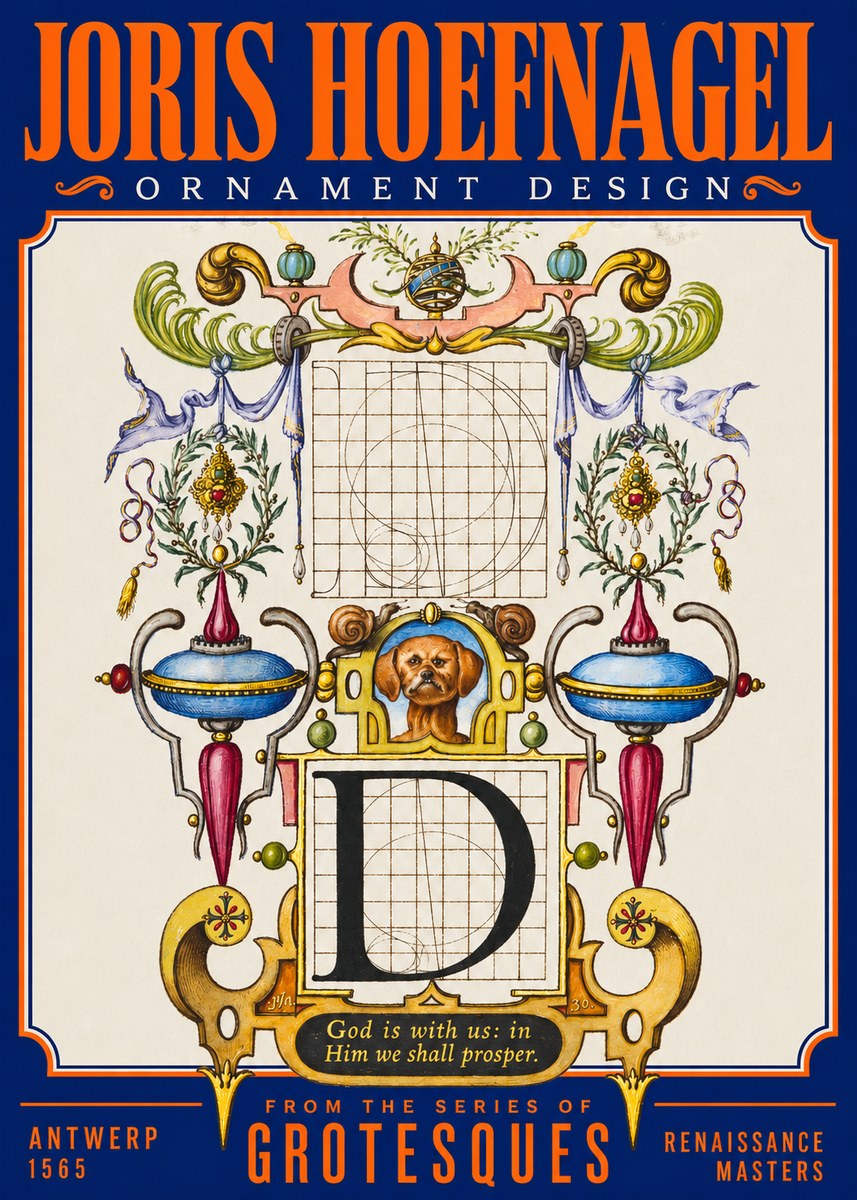 Joris Hoefnagel Illuminated Initial 'D' No3 - Juliste