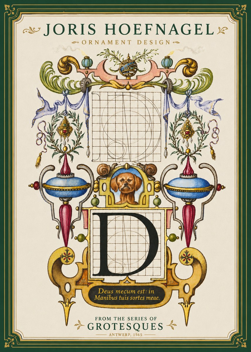 Joris Hoefnagel Illuminated Initial 'D' No4 - Juliste