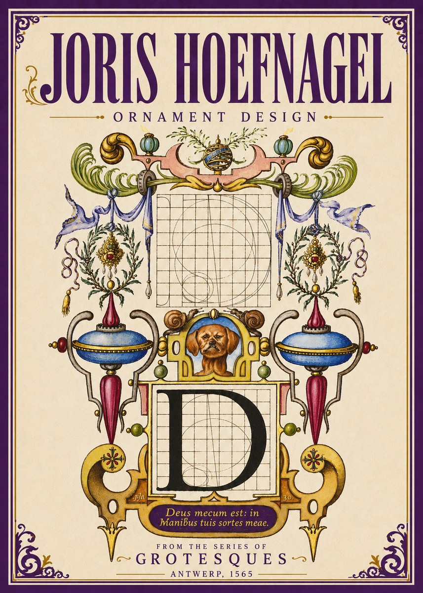 Joris Hoefnagel Illuminated Initial 'D' No5 - Juliste
