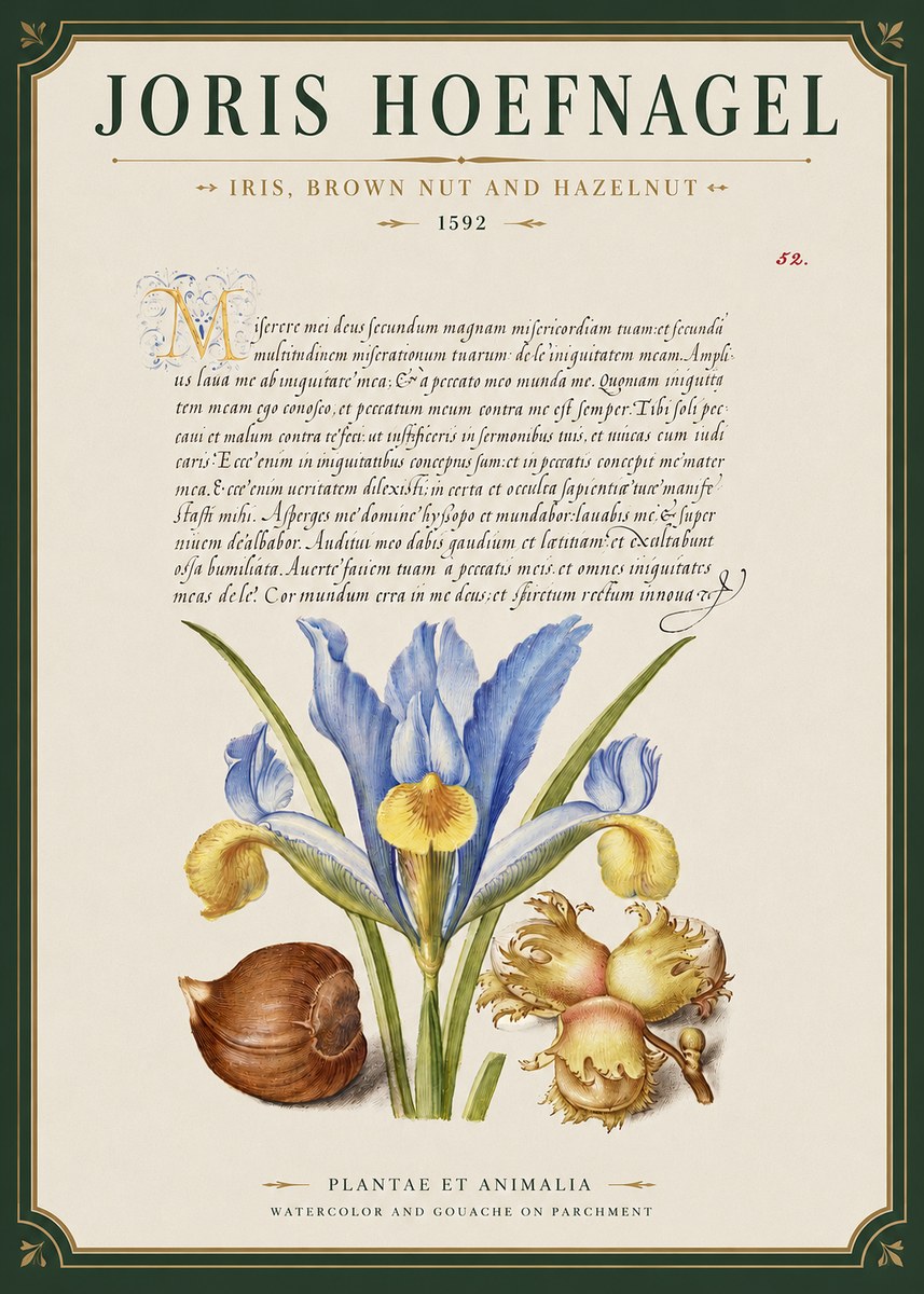 Joris Hoefnagel Iris, Brown Nut and Hazelnut No3 - Juliste
