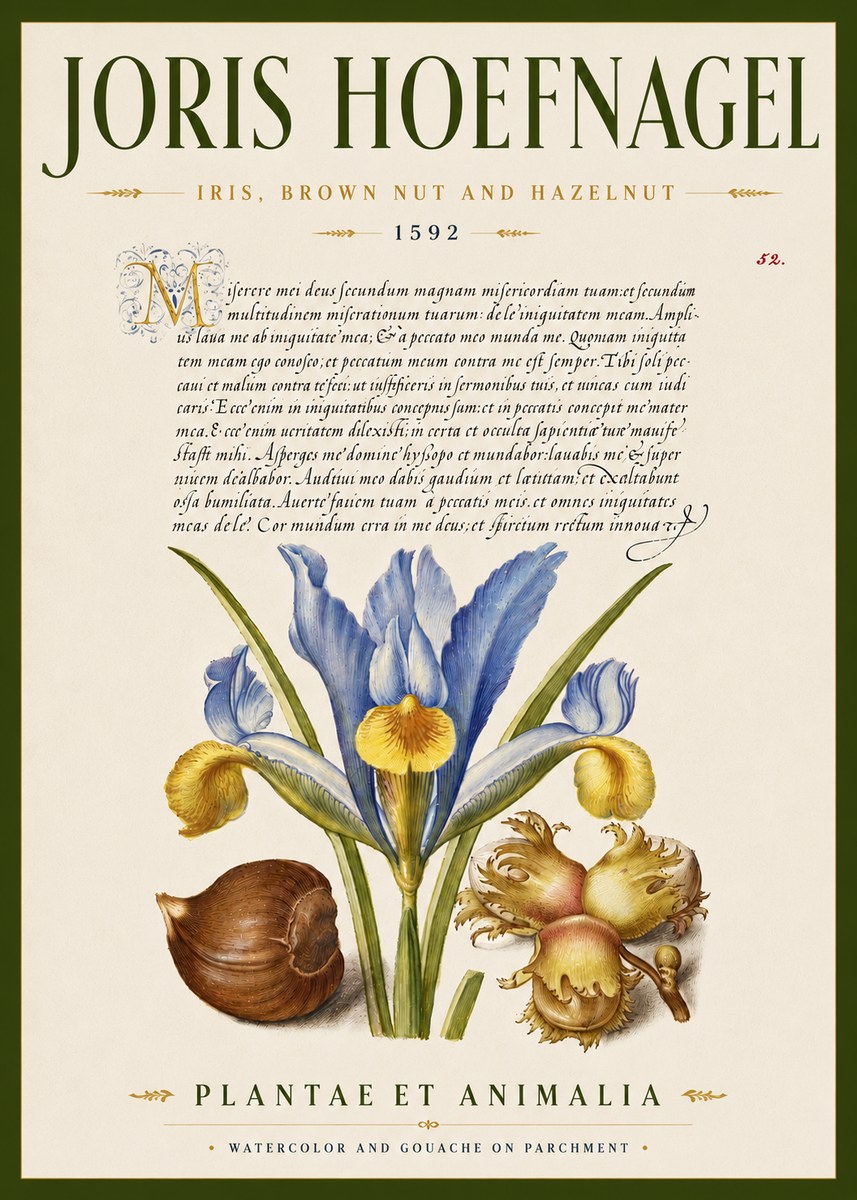 Joris Hoefnagel Iris, Brown Nut and Hazelnut No5 - Juliste