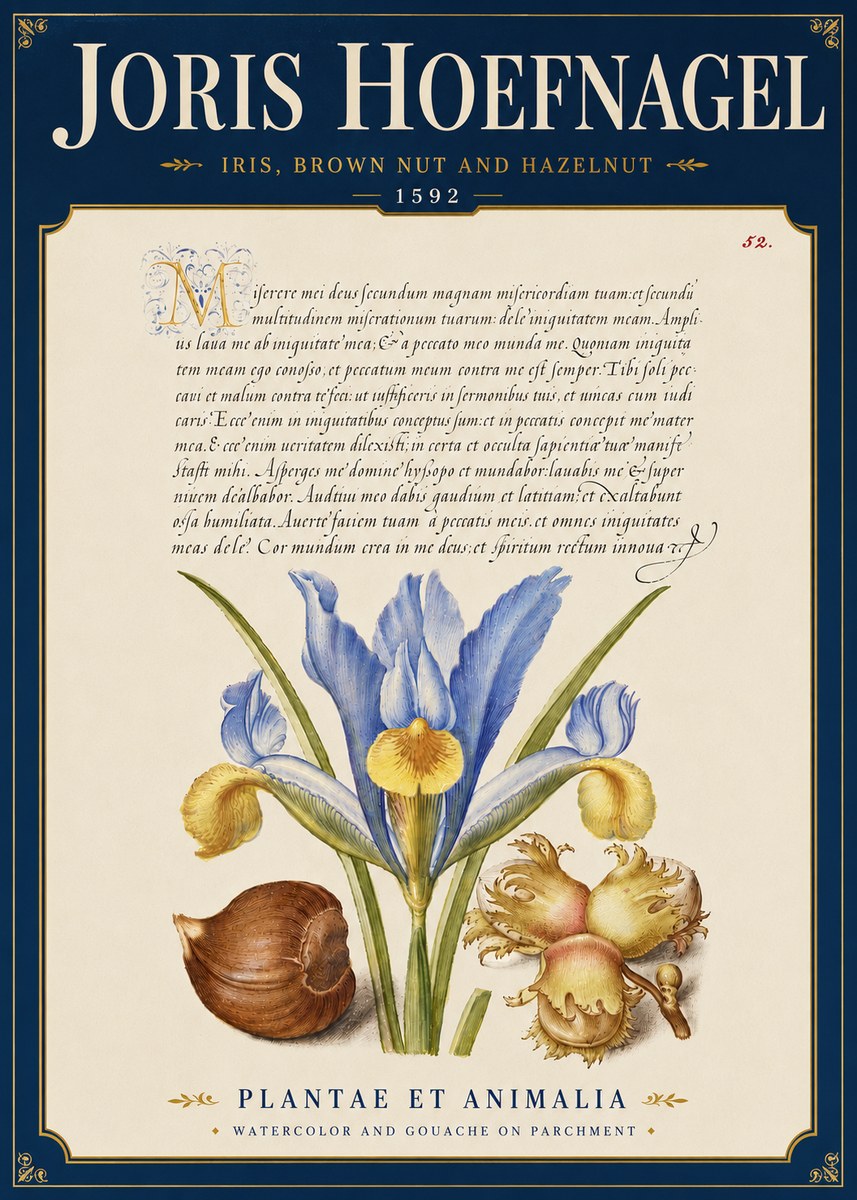 Joris Hoefnagel Iris, Brown Nut and Hazelnut No6 - Juliste