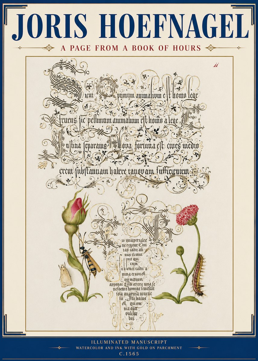 Joris Hoefnagel A Page from a Book of Hours No3 - Juliste