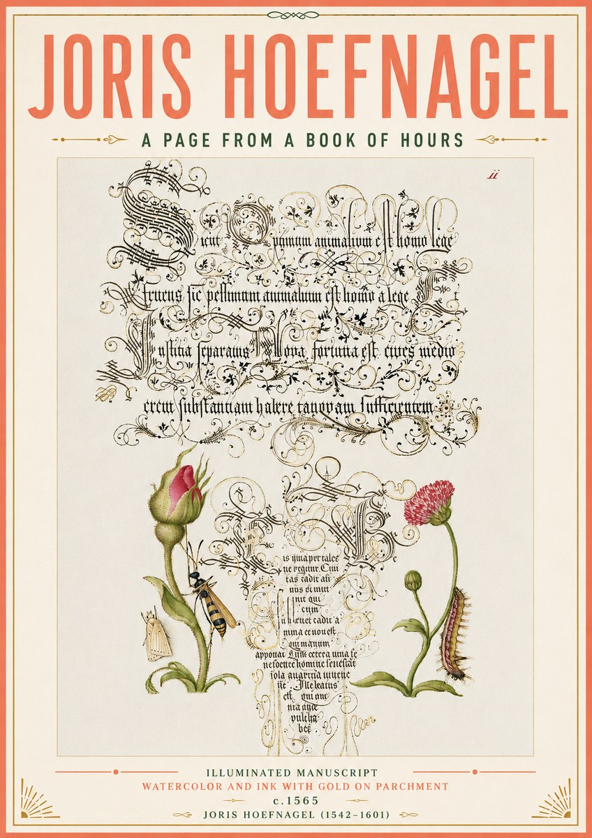 Joris Hoefnagel A Page from a Book of Hours No4 - Juliste