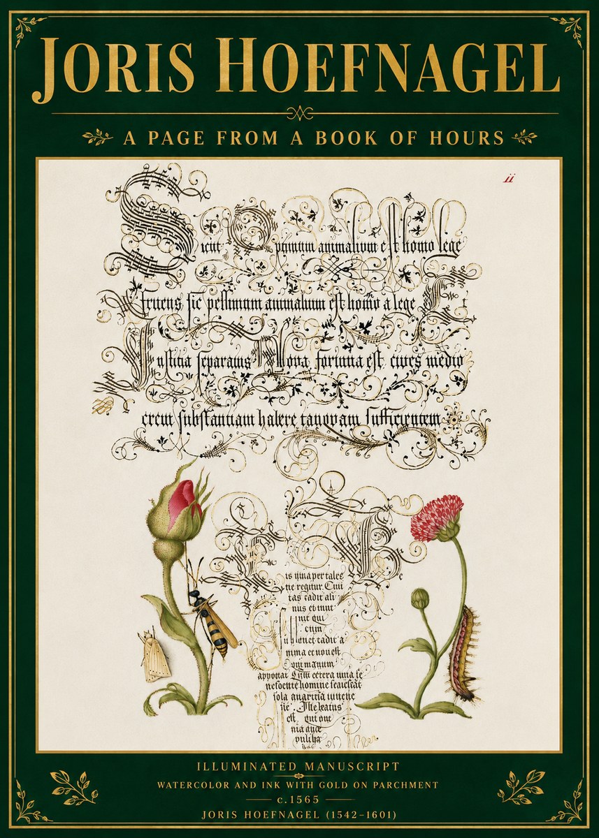 Joris Hoefnagel A Page from a Book of Hours No5 - Juliste