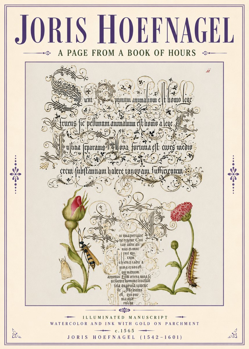 Joris Hoefnagel A Page from a Book of Hours No6 - Juliste