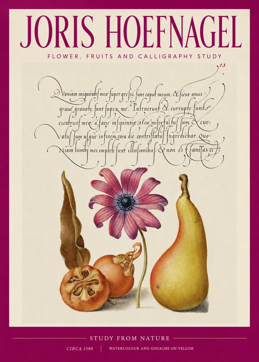Joris Hoefnagel Study of Flower and Fruits No3 - Juliste