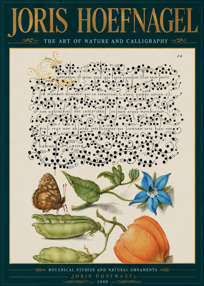 Joris Hoefnagel Study of Plants and Butterfly No5 - Juliste