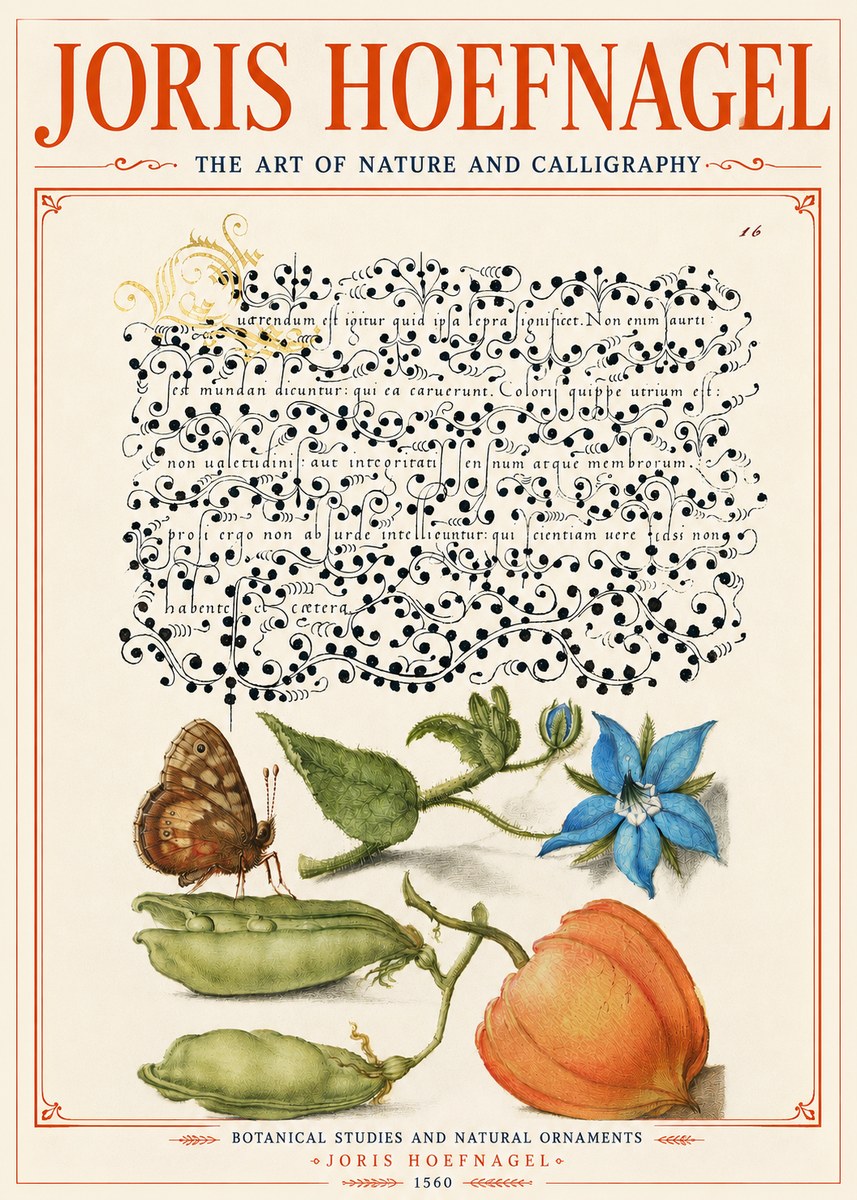Joris Hoefnagel Study of Plants and Butterfly No6 - Juliste