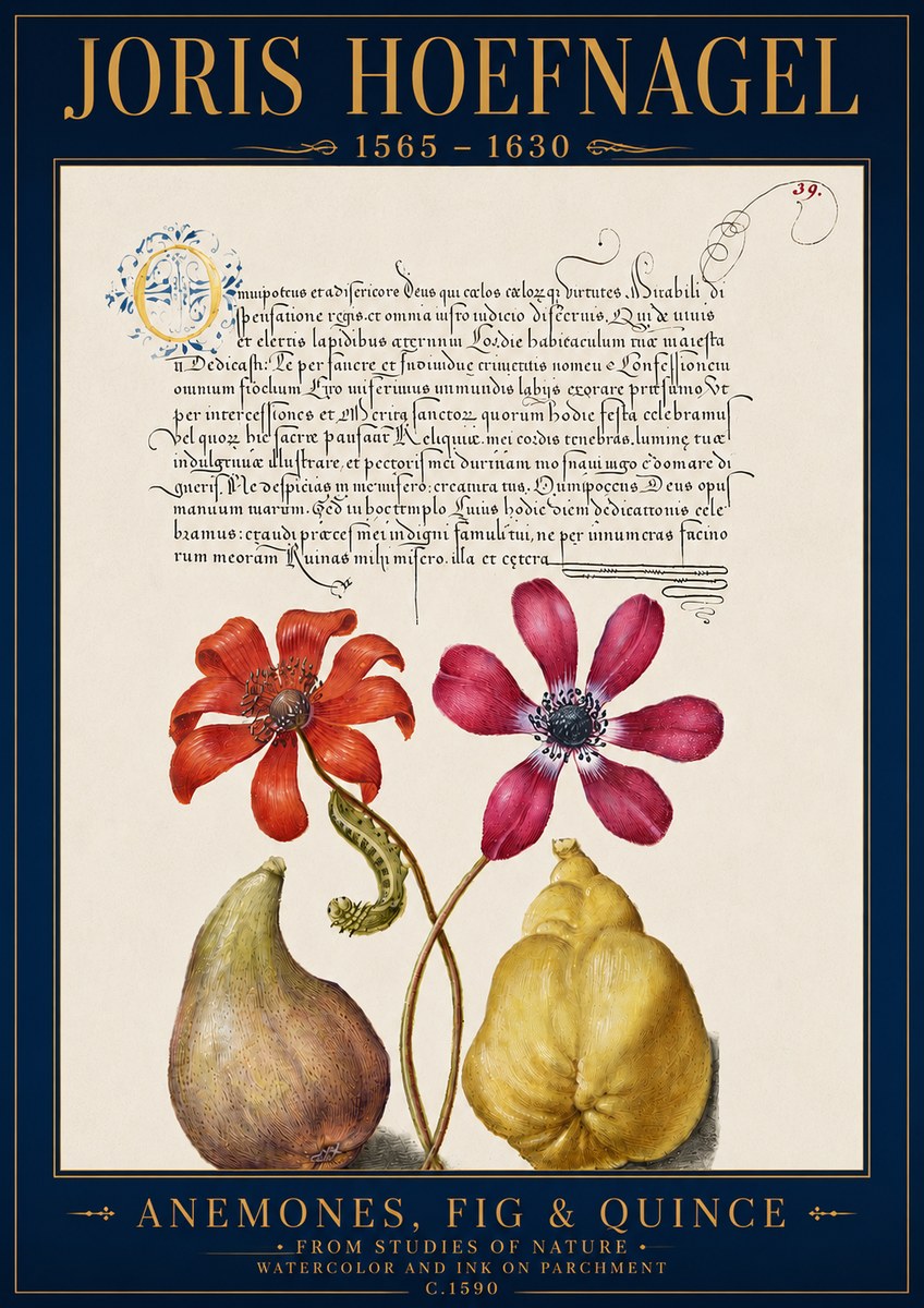 Joris Hoefnagel Flowers and Fruits No5 - Juliste