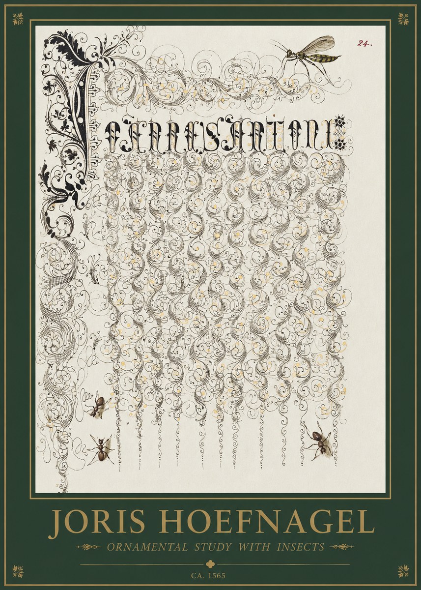 Joris Hoefnagel Ornamental Study with Insects No1 - Juliste