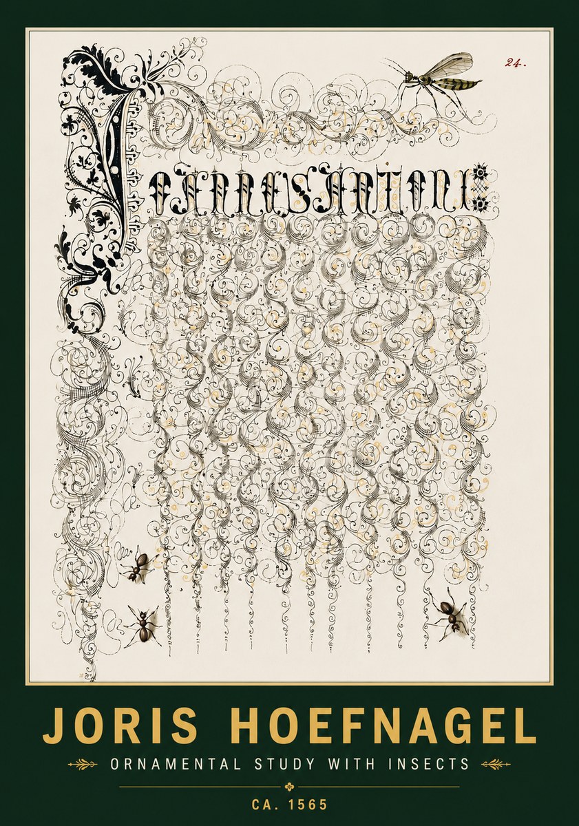 Joris Hoefnagel Ornamental Study with Insects No4 - Juliste