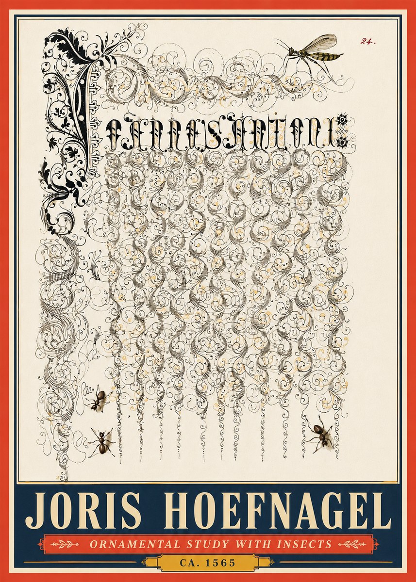 Joris Hoefnagel Ornamental Study with Insects No5 - Juliste