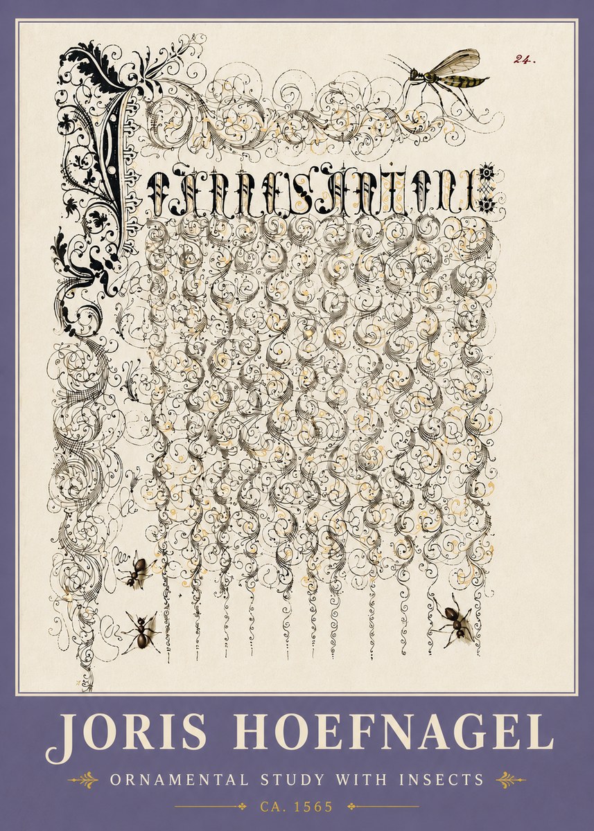 Joris Hoefnagel Ornamental Study with Insects No6 - Juliste