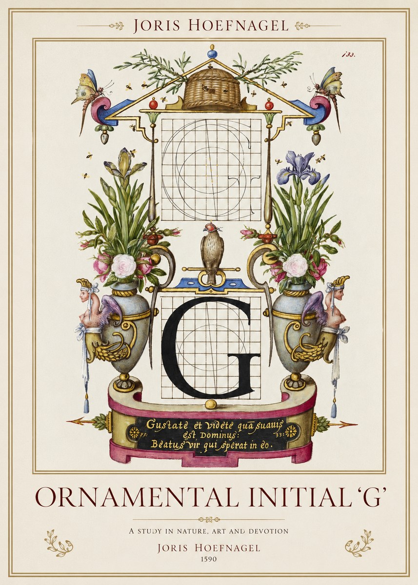 Joris Hoefnagel Ornamental Initial 'G' No1 - Juliste