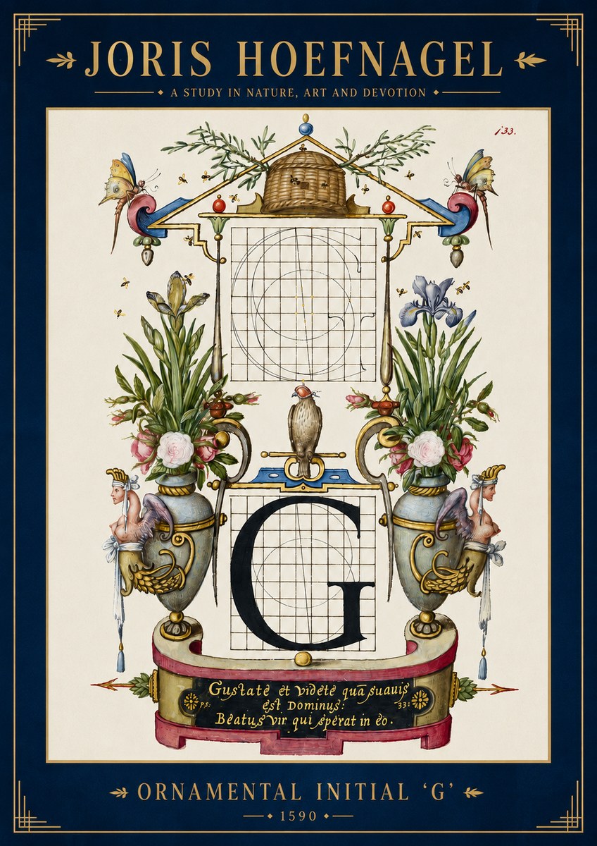 Joris Hoefnagel Ornamental Initial 'G' No3 - Juliste