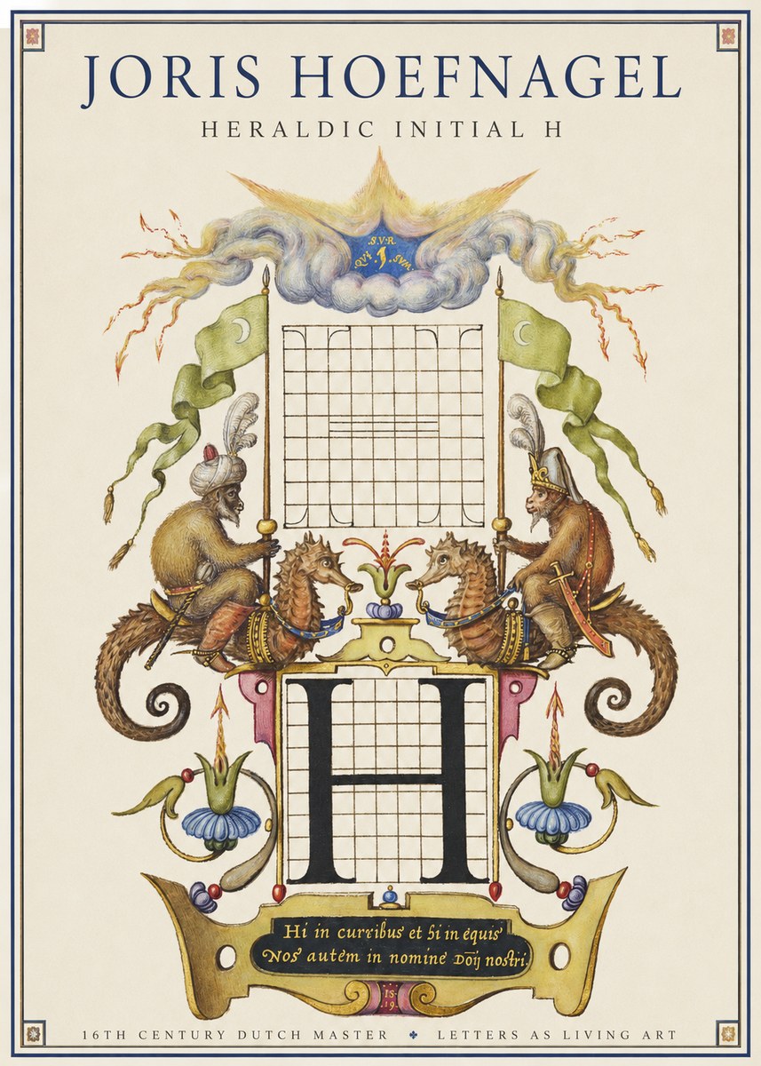 Joris Hoefnagel Heraldic Initial H No1 - Juliste