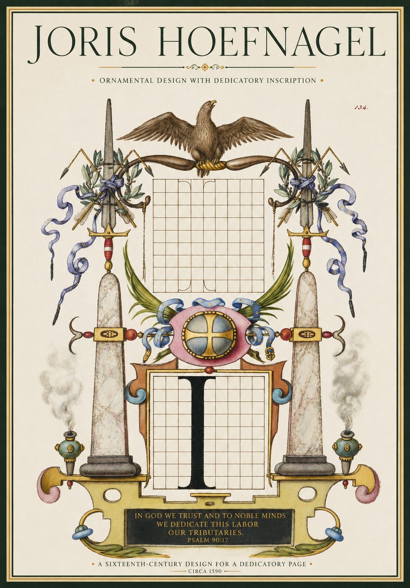 Joris Hoefnagel Ornamental Design with Dedicatory Inscription No1 - Juliste