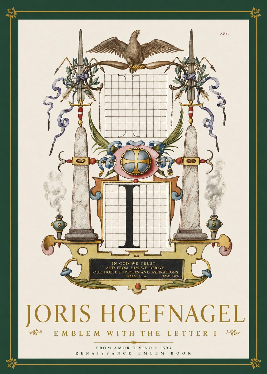 Joris Hoefnagel Ornamental Design with Dedicatory Inscription No4 - Juliste