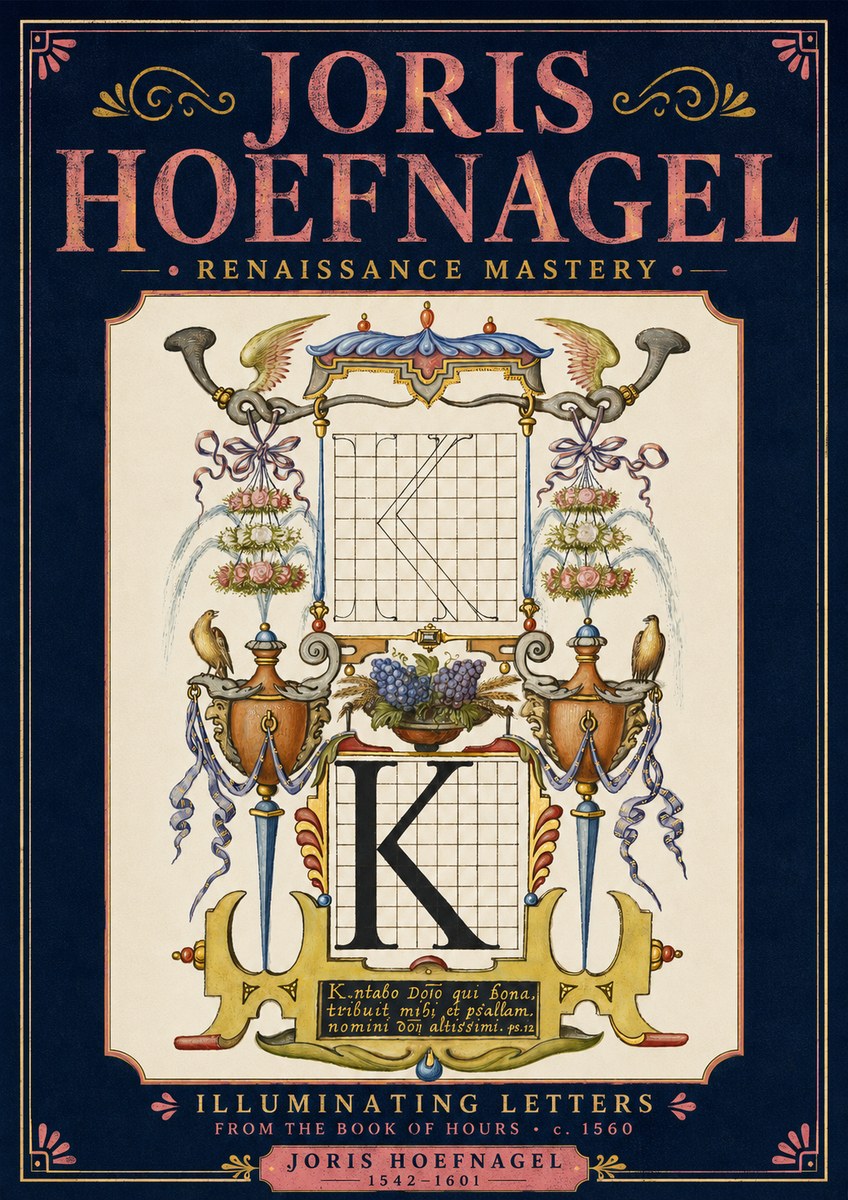 Joris Hoefnagel Illuminated Initial "K" from the Book of Hours No4 - Juliste