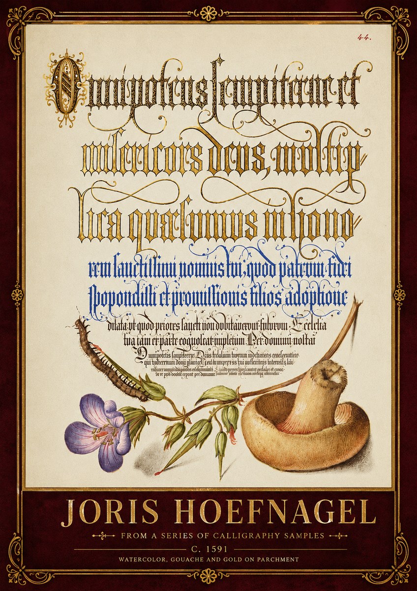 Joris Hoefnagel From a Series of Calligraphy Samples No6 - Juliste