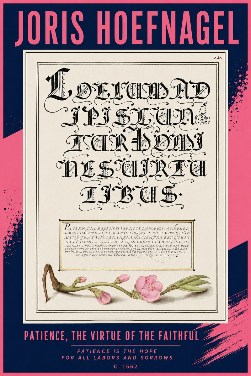 Joris Hoefnagel Calligraphic Alphabet from a Book of Lettering No4 - Juliste